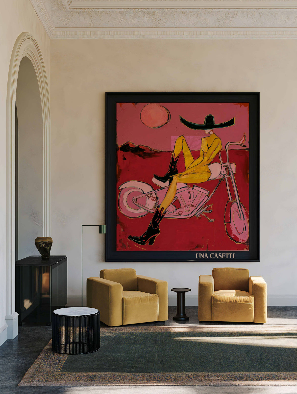 Cowgirl Wall Art – Pink Motorcycle Western Print & Canvas | UnaCasetti