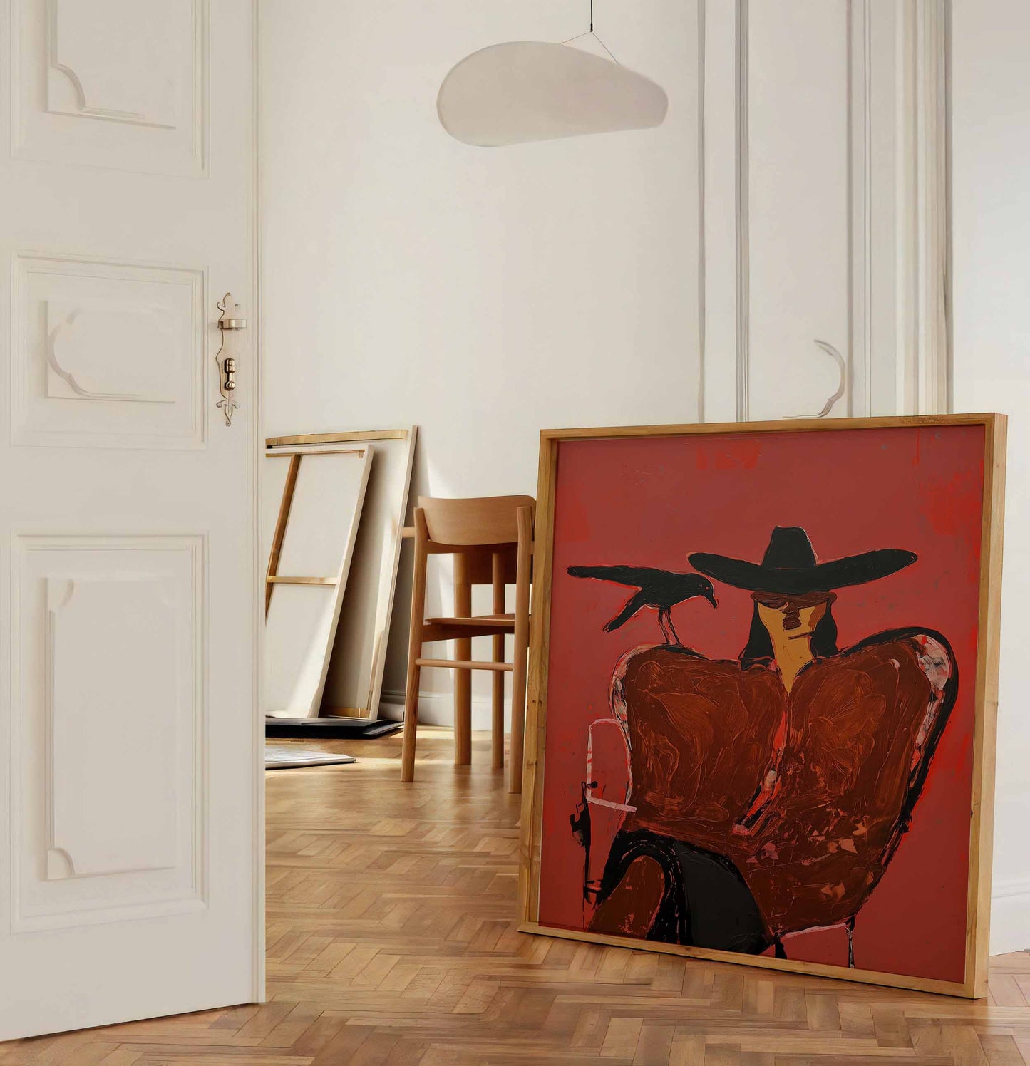 Cowgirl & Crow Art Print – Companion in Crimson