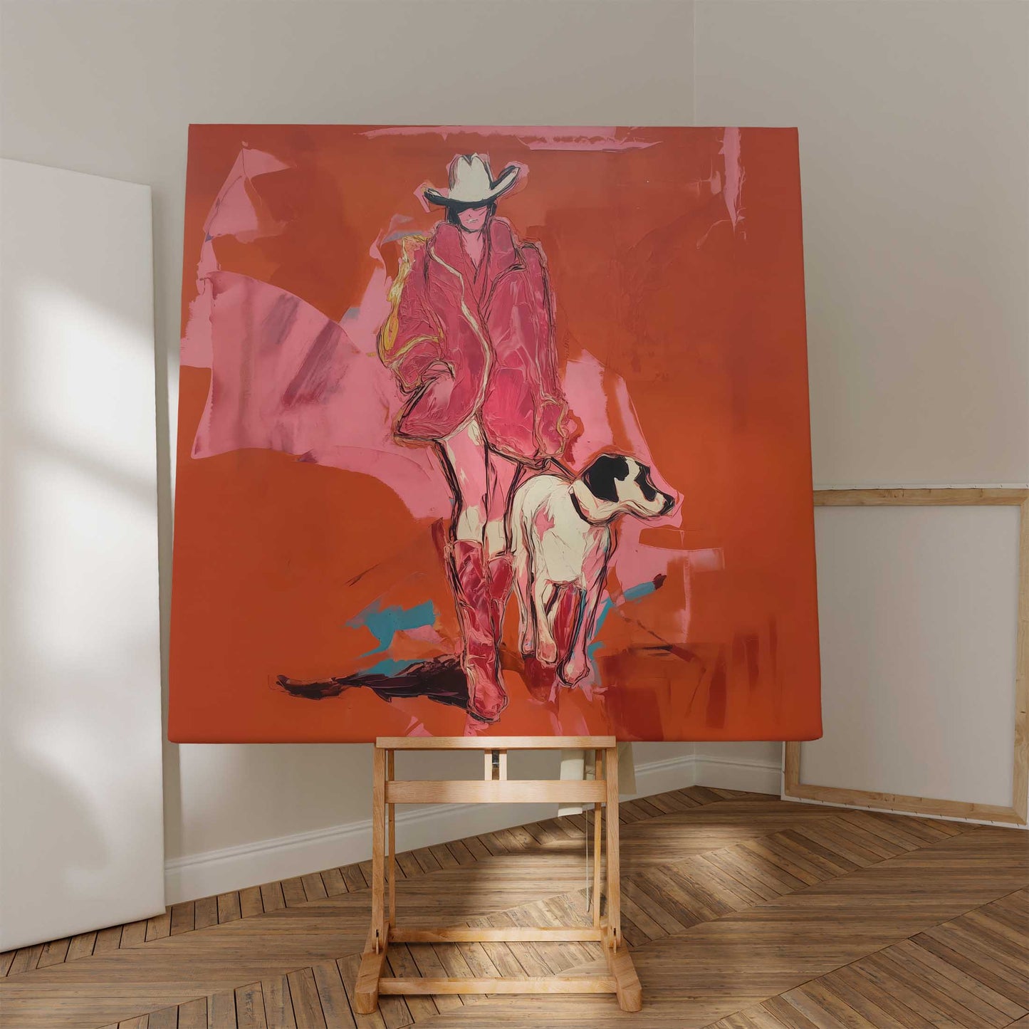 Western Woman & Dog Art
