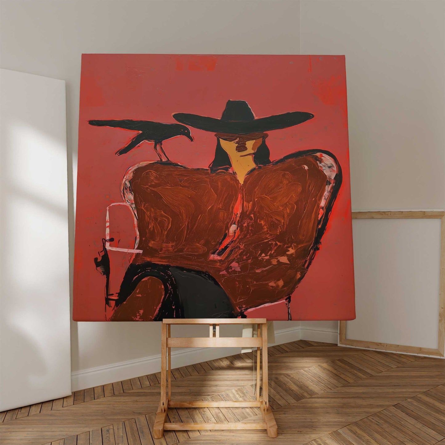 Cowgirl & Crow Art Print – Companion in Crimson