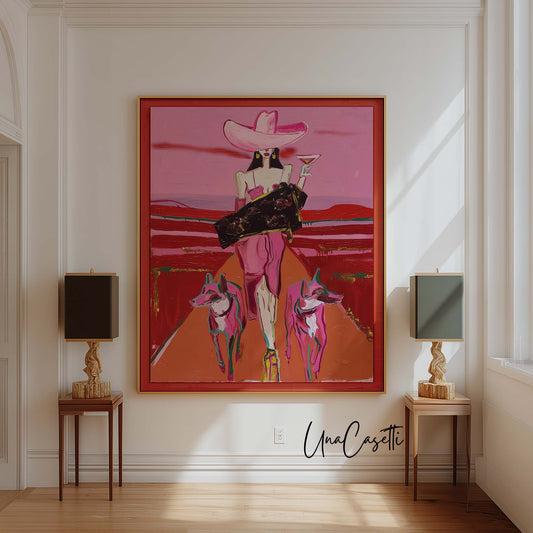 Pink Cowgirl & Dogs Art Print – The Pink Outlaw