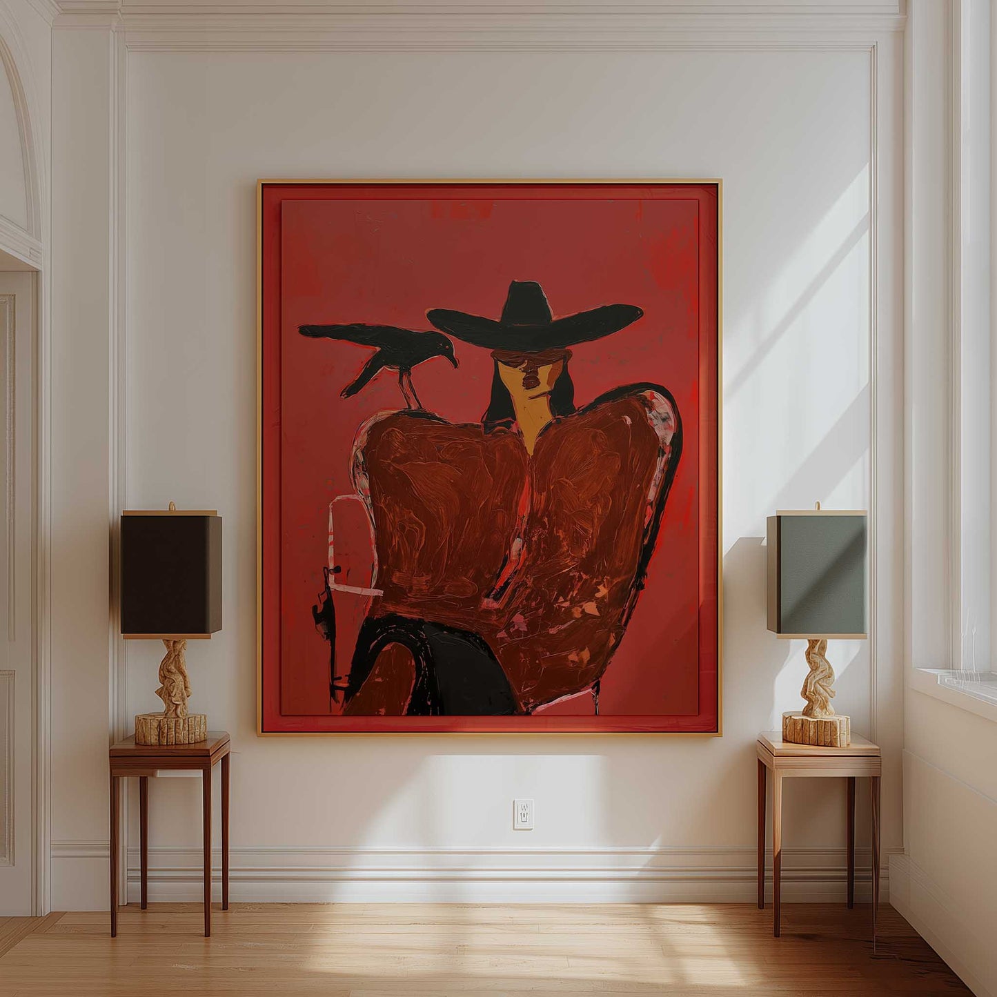 Cowgirl & Crow Art Print – Companion in Crimson