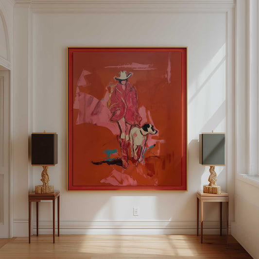 Western Woman & Dog Art